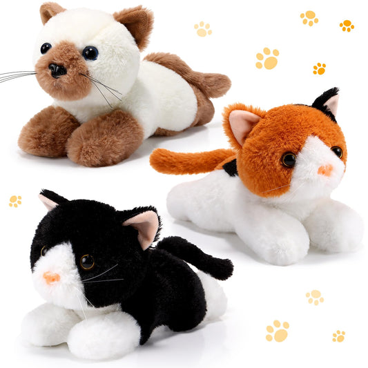 Harrycle 3 Pcs 9 Inch Cat Stuffed Animal Plush Cat Valentines Day Gift Cute Stuffed Cat Plush Toys Small Cat Stuffed Animal Sleeping Gifts for Boys Girls Pet Party Favors(Cute Style)